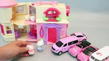 헬로키티 미니카 뽀로로 타요 장난감 Мультики про машинки Hello Kitty Camping Van Car Tayo Toys