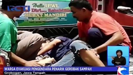 Pecah Ban, Truk Ini Tabrak Sepeda Motor dan Penarik Gerobak Sampah