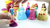 Disney Princess MagiClip Collection Play-Doh Magic Clip Frozen Anna Ariel Merida Belle Dolls