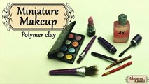 Miniature Makeup; Eyeshadow, lipstick, and mascare - Polymer clay tutorial
