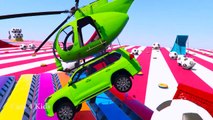 COLOR CARS Helicopter on BUS & Spiderman Cartoon for kids with Superheroes for babies!