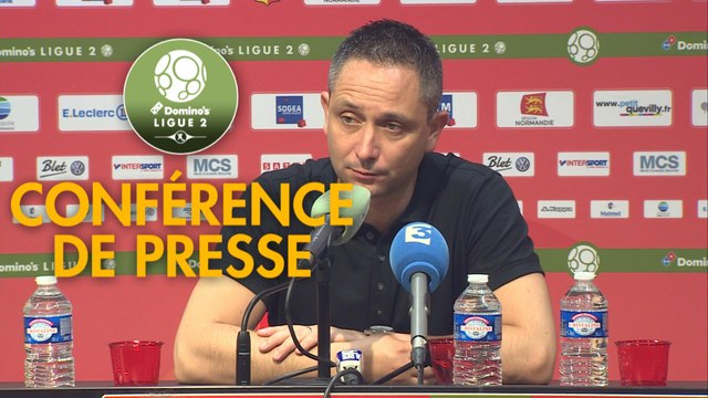 Conférence de presse Quevilly Rouen Métropole - AC Ajaccio (0-1) : Emmanuel DA COSTA (QRM) - Olivier PANTALONI (ACA) - 2017/2018