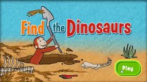 Curious George Find the Dinosaurs game: Apatosaurus, Triceratops, Tyrannosaurus Rex