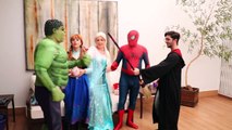 Frozen Elsa vs Anna CAKE EATING CHALLENGE w/ Spiderman Hulk Joker Fun Superhero In Real Life IRL