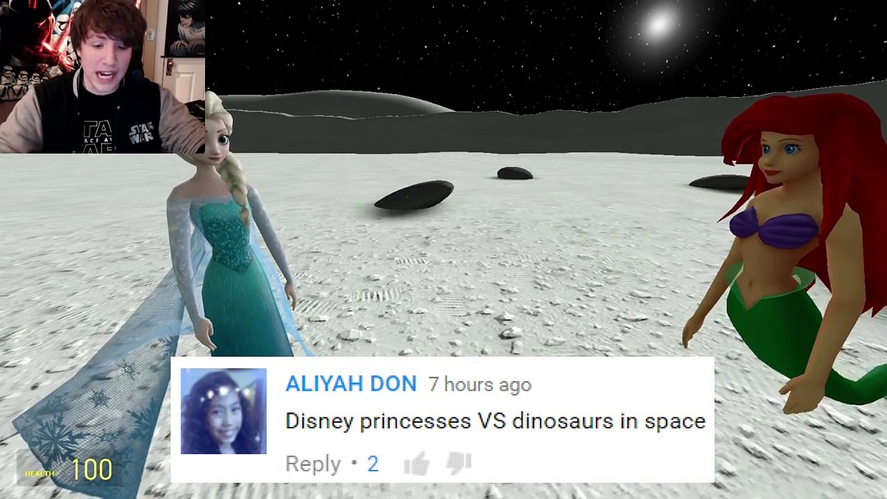 Gmod Disney Princesses vs Dinosaurs in Space