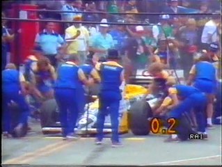 Gran Premio del Messico 1986: Pit stop di Prost, N. Piquet, A. Senna, Johansson e Mansell e ritiro di K. Rosberg