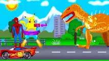Lightning McQueen vs Dinosaur and Spiderman with Cars Cartoon for Kids Learn Colors for Children
