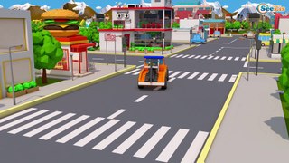 Learn Vehicles - Fire Truck with Monster Truck Crash on the road! 3D Animation Cars & Truck Stories
