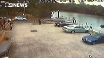 Police rescue woman from sinking car after it plunged into the Georges River