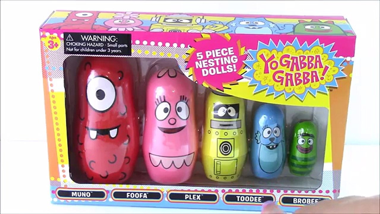 Yo Gabba Gabba Nesting Dolls LEARN SIZES and COLORS MUNO FOOFA PLEX Surprise TOYS