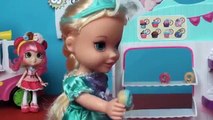 Anna and Elsa Toddlers Chocolate Mess Shopkins Sundae Food Challenge Make Ice Cream Mess Toys Dolls