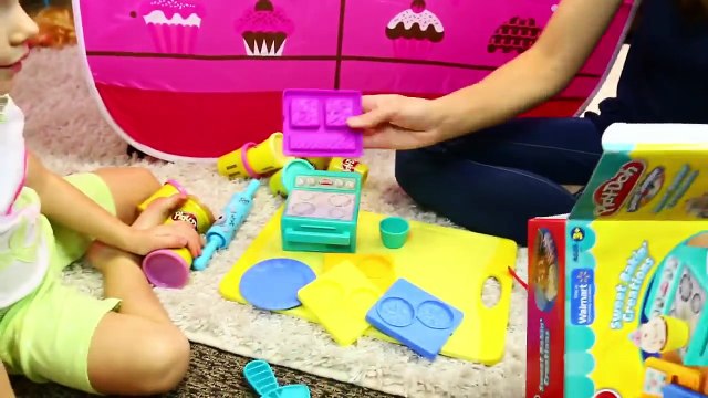 GIANT BAKERY Pretend Play Tent Surprises & Play Doh Cookies Swirl Cupcakes, Brownies & PJ Masks Toys