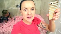 LOST MY iPHONE IN A GIANT SHOWER FILLED WITH PACKING PEANUTS! SURVIVING FOR 24 HOURS