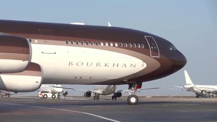Bourkhan Airbus A340-300 Takeoff from Nice Côte d'Azur Airport, France