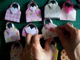 折り紙 紙袋 ハート2個付き 折り方（niceno1）Origami Paper bag with heart
