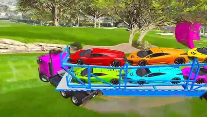 COLOR SPORTS CARS Transportation w Spiderman Cartoon for Kids & Colors for Toddlers Nursery Rhymes