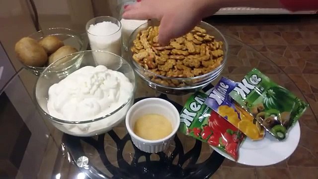 ОЧЕНЬ ВКУСНЫЙ ТОРТ БИТОЕ СТЕКЛО. Желейный торт с фруктами и печеньем. Простой торт без выпечки.