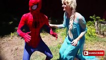 Frozen Elsa vomits Rainbows! w/ Spiderman, Snow white, Maleficent, Spiderbaby, pink spidergirl