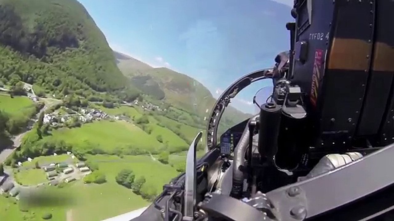 Amazing Flying the RAF Eurofighter Typhoon Through the Mach Loop at Low Level over UK. Cockpit View.