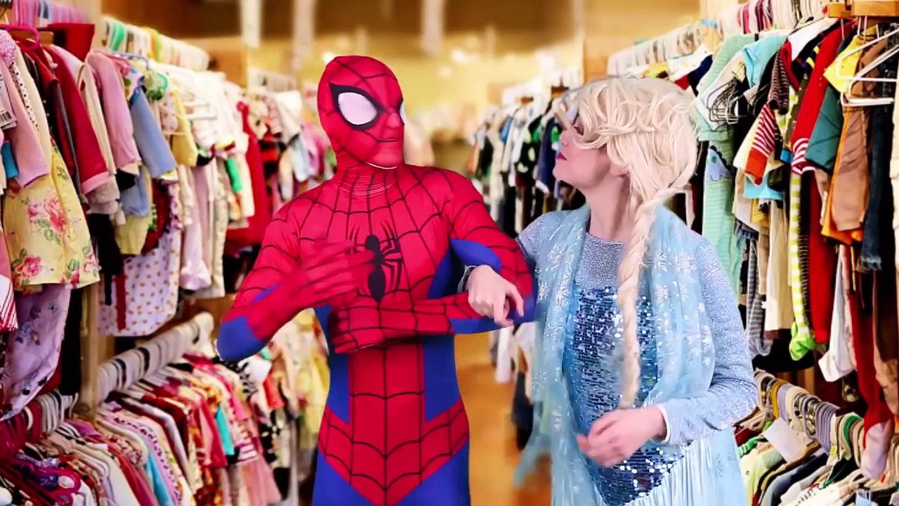Frozen Elsa DRESSES SWAP CHALLENGE w/ Spiderman Belle Rapunzel Clothes Switch Fun Superhero