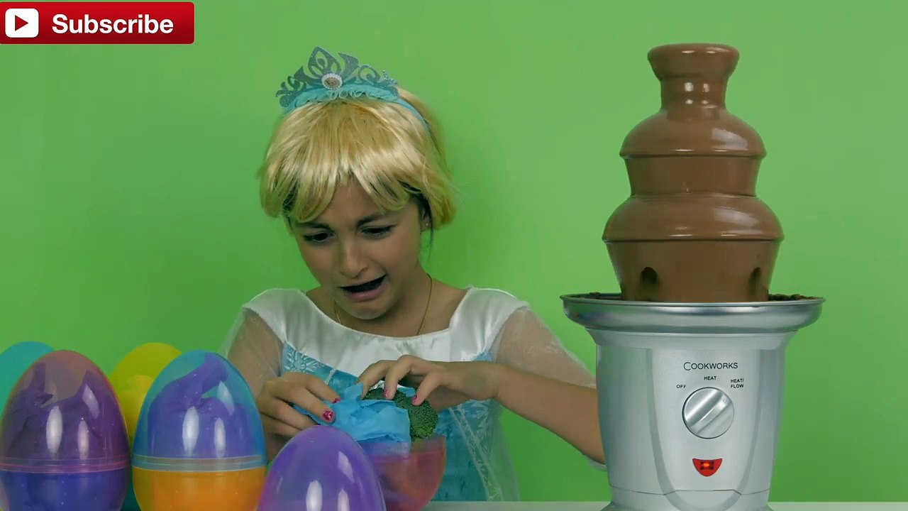 Elsa Vs Maleficent Real Life Disney Princess Movie CHOCOLATE FOUNTAIN & 10 Surprise Eggs! GIVEAWAY