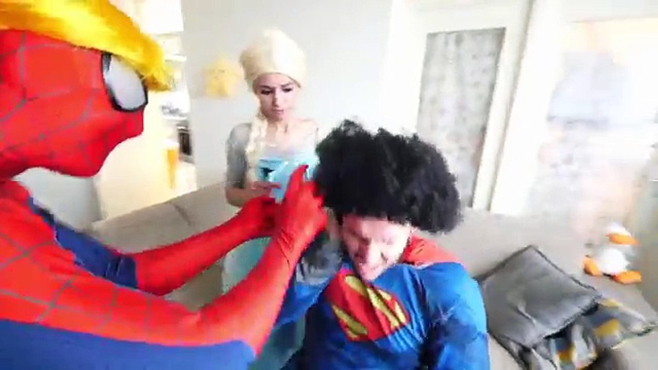 Spiderman Stomach Pain! w/ Black Spiderman Doctor Frozen Elsa Joker Superheroes Fun Movie IRL