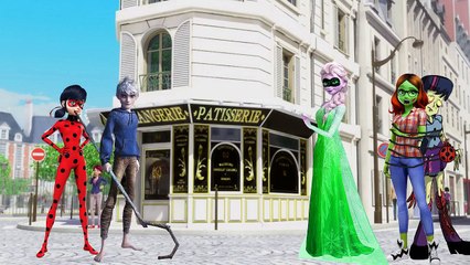 Miraculous Ladybug and Frozen Elsa Turned Into Zombie Monster