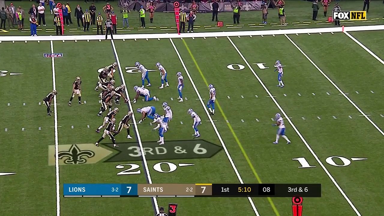 Brees connects with a crossing Ted Ginn, who turns corner for TD