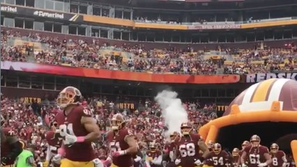 Redskins run out of the tunnel before game vs. 49ers