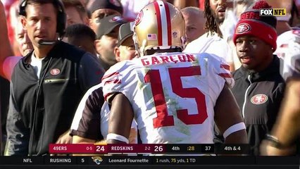 Dunbar tips pass into waiting hands of Garcon for HUGE sideline catch