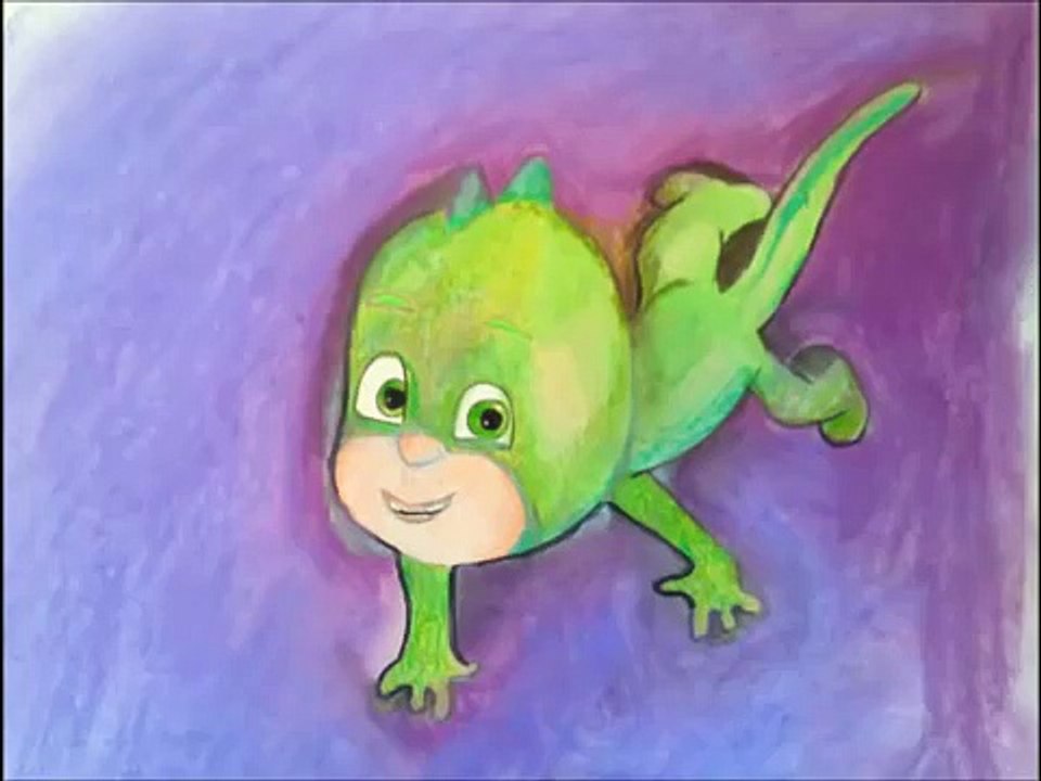 PJ Mask cartoon Gekko drawing color easy