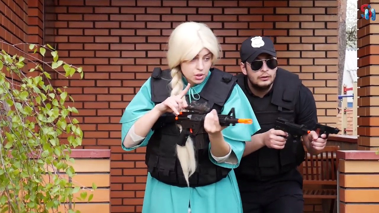 Joker vs SWAT Police or Frozen Elsa vs Joker spiderman Paw Patrol Maleficent Minion in real life