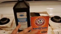 How to clean a stove top with HYDROGEN PEROXIDE AND BAKING SODA to remove GREASE!
