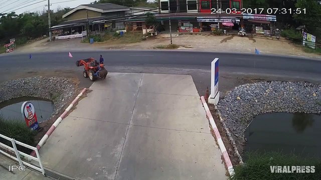 Farmer Inches From Being Hit As Motorbike Crashes And Skids Towards Him