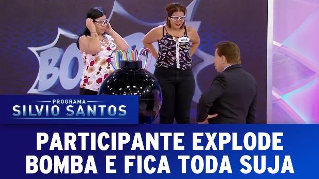 Participante explode bomba e fica toda suja