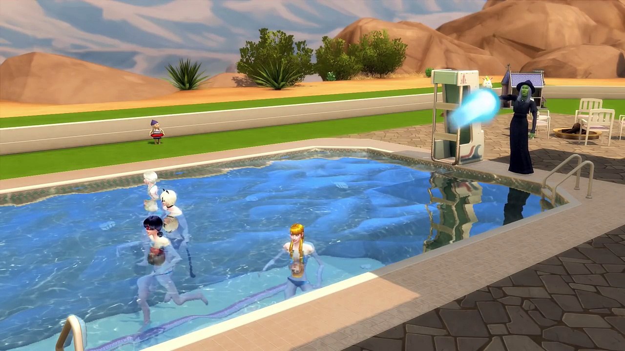 Bruxa transforma Miraculous Ladybug e Cat Noir em HULK? Piscina colorida com Frozen Elsa Portugues