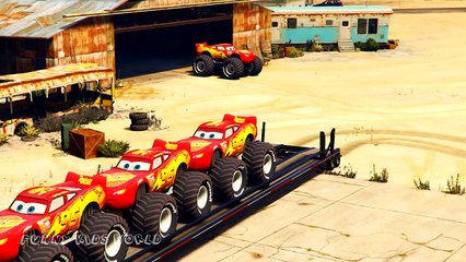 Relámpago McQueen con PEZ GORDO! ¡Transporte para niños con hombre araña! Canciones infantiles