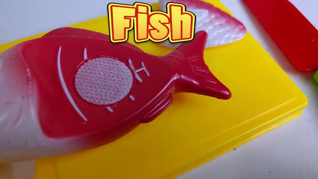 Learn Food Names with Cutting Plastic Velcro Food | Vegetables, Fruit, and Fish Toys with Spiderman!