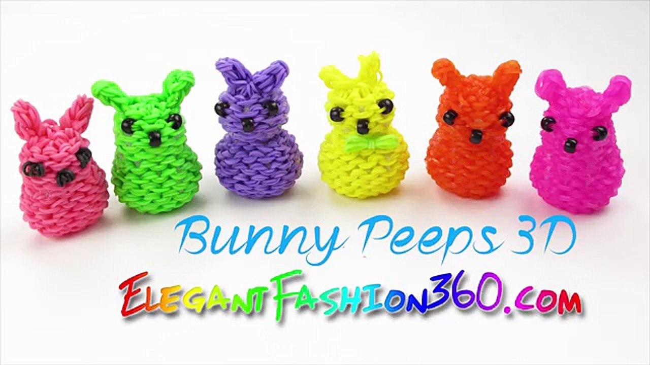 Rainbow Loom Marshmallow Bunny Peeps 3D Charm - How to Loom Bands