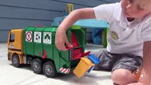 Toy Garbage Truck Videos for Children - Toy Bruder Garbage Trucks for Kids (with Truck Wash)