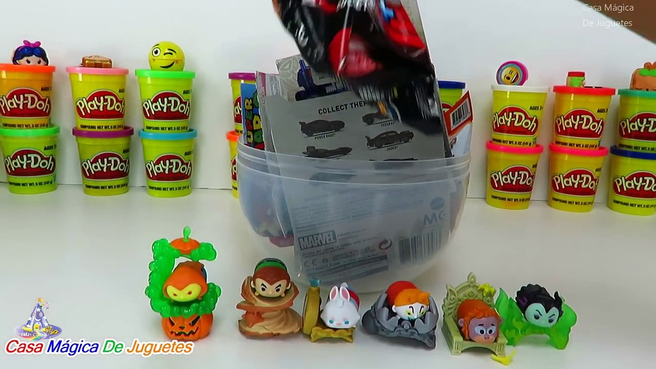 Huevo Sorpresa Gigante de Spiderman Tsum Tsum Hombre Araña de Plastilina Play Doh en Español