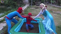 BURIED ALIVE Spiderman Baby in GIANT EEL TANK Frozen Elsa Joker Superman Superhero Family Fun