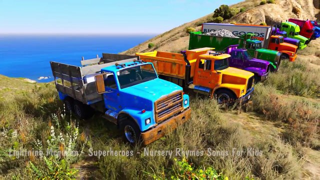 COLOR Truck in Trouble with Trains Color CARS TRAIN in Spiderman Cartoon with Nursery Rhymes Songs 7