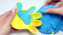 DIY Kinetic Sand Hands Colorful Nails Learn Colors Play Doh Animals for Kids