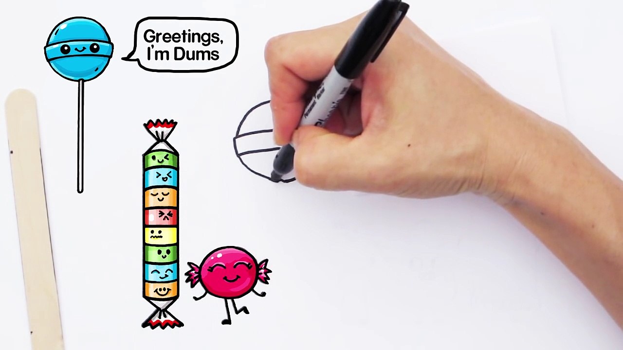 How to Draw Cartoon Candy Sweets Cute and Easy step by step - Halloween Trick or treat