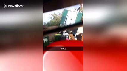 Garden shed blown away by Storm Ophelia in Dublin