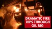 Dramatic telescope footage shows fire tearing apart Louisiana oil rig