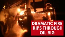 Dramatic telescope footage shows fire tearing apart Louisiana oil rig