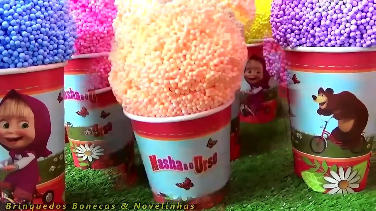 Masha e o Urso Copos Surpresas Massinha de Espuma Foam Clay masha y el oso huevo sorpresa