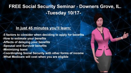 Health Insurance Agency Offers Free Social Security Seminar In Downers Grove IL